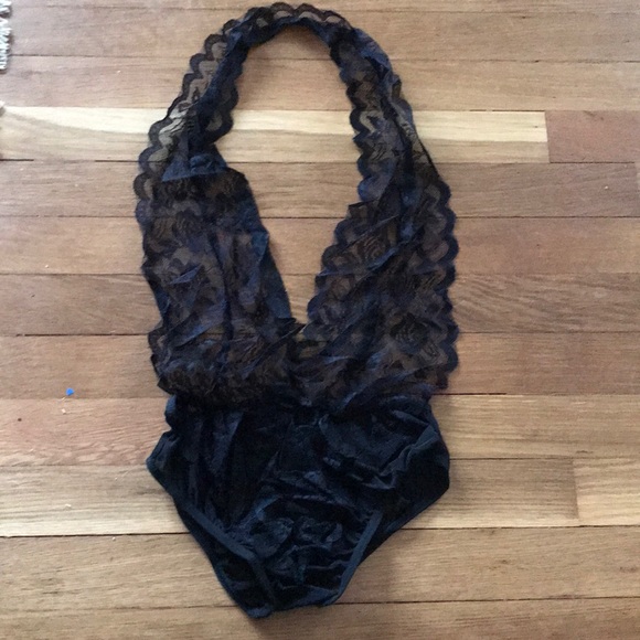 NEW plunge lingerie bodysuit lace black Cutout - Picture 4 of 4